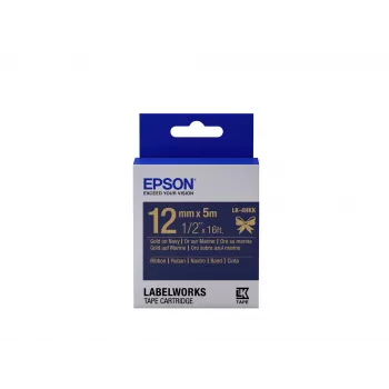 Epson juostelių kasetė LK-4HKK satino juostelė auksinė/tamsiai mėlyna 12mm (5m)