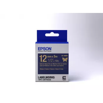Epson juostelių kasetė LK-4HKK satino juostelė auksinė/tamsiai mėlyna 12mm (5m)