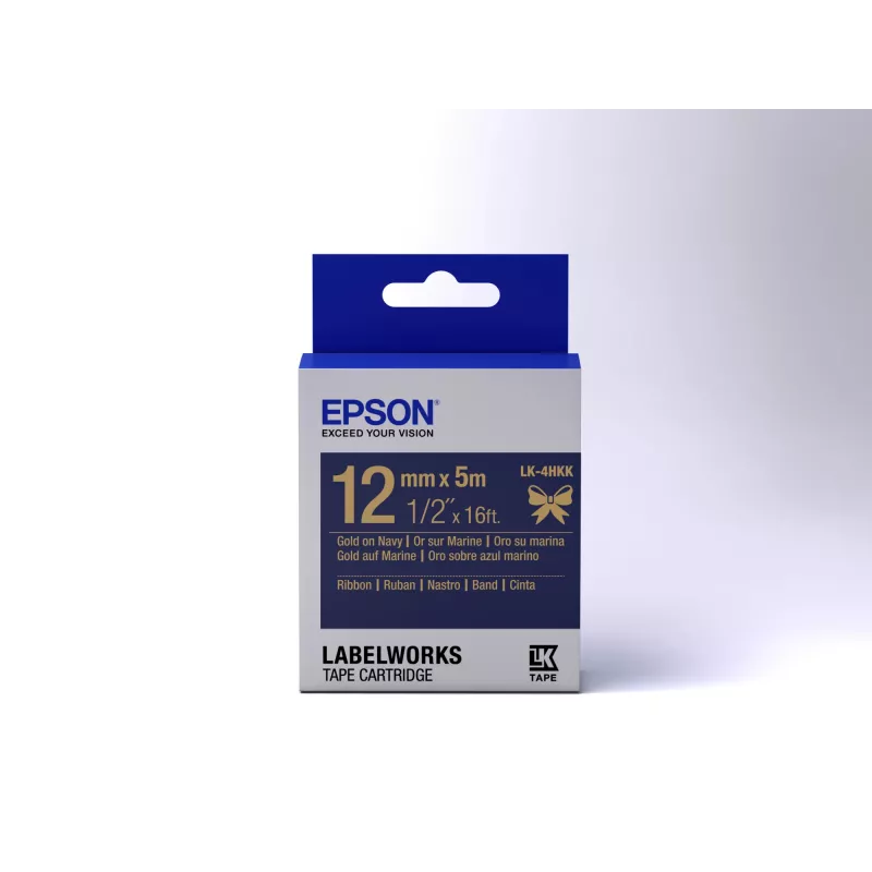 Epson juostelių kasetė LK-4HKK satino juostelė auksinė/tamsiai mėlyna 12mm (5m)