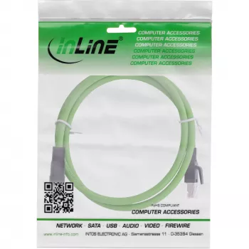 InLine pramoninis tinklo kabelis, M12 8 kontaktų X koduota į RJ45 kištuką, Cat.6A PUR 1 m