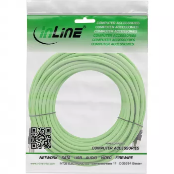 InLine pramoninis tinklo kabelis, M12 8 kontaktų X koduotas į RJ45 kištuką, Cat.6A PUR 10m