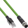 InLine pramoninis tinklo kabelis, M12 4 kontaktų D koduotas kištukas į RJ45, PUR 7,5 m