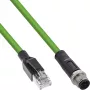 InLine pramoninis tinklo kabelis, M12 4 kontaktų D koduotas kištukas į RJ45, PUR 5 m
