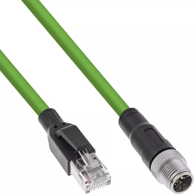 “InLine” pramoninis tinklo kabelis, M12 8 kontaktų X koduotas į RJ45 kištuką, Cat.6A PUR 20 m