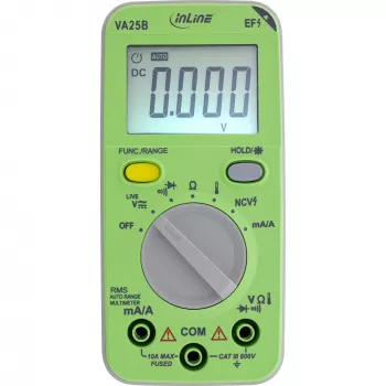 Multimetras InLine 43117A kišeninis automatinio diapazono, LCD 44x30 mm, AAA baterija, 130x62x27 mm