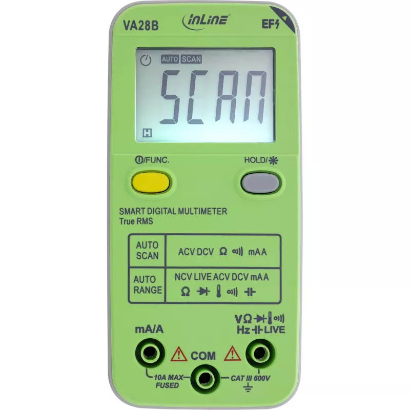 Multimetras InLine 43117B kišeninis su automatiniu diapazonu, automatiniu nuskaitymu, LCD 44×30 mm, AAA baterija
