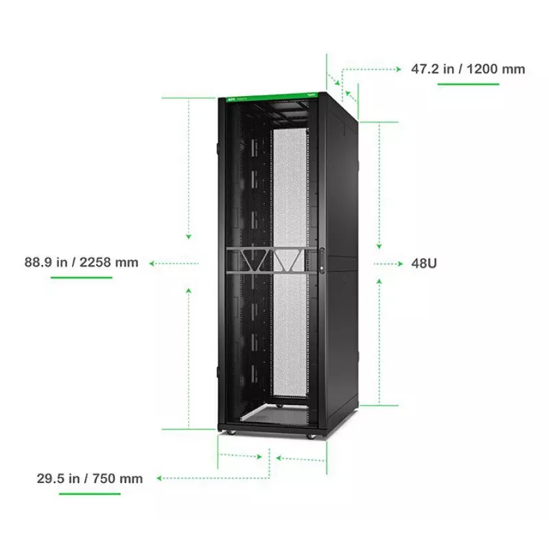 APC NetShelter SX serverių stovas Gen 2, 48U, 2258A x 750P x 1200G mm, su šonais, juodas