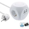 InLine įkrovimo kubas InLine 16499A 3x įžeminti kontaktai 2x USB-C 2x USB-A baltas 2 m
