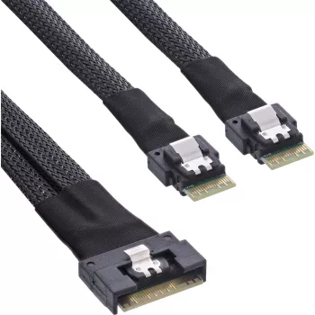 InLine plonas SAS kabelis, SFF-8654 8i į 2x SFF-8654 4i, 1 m