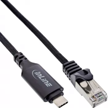 Tinklo kabelis InLine 33381A USB-C į RJ45 Cat6 2 m juodas