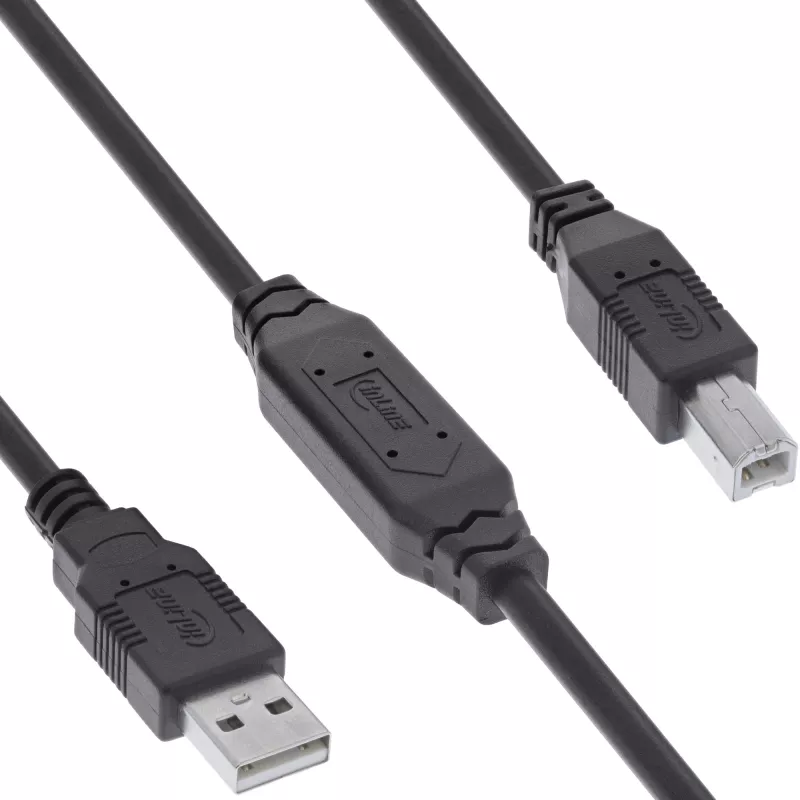 InLine USB 2.0 aktyvusis kabelis, USB-A kištukas į USB-B kištuką, 12,5 m