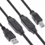InLine USB 2.0 aktyvus laidas, USB-A kištukas į USB-B kištuką, 20 m, 20 m, USB A, USB B, USB 2.0, 0,48 Gbit/s, juoda