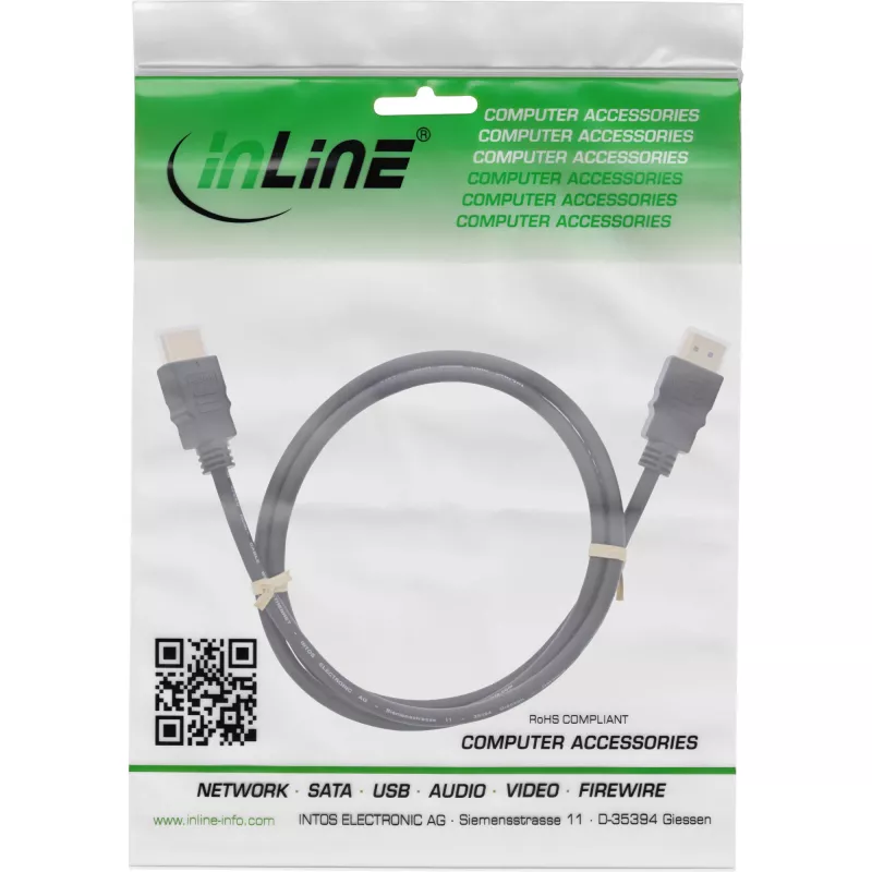 InLine HDMI kabelis, HDMI High Speed su Ethernet, kištukas / kištukas, juodas, 11 m