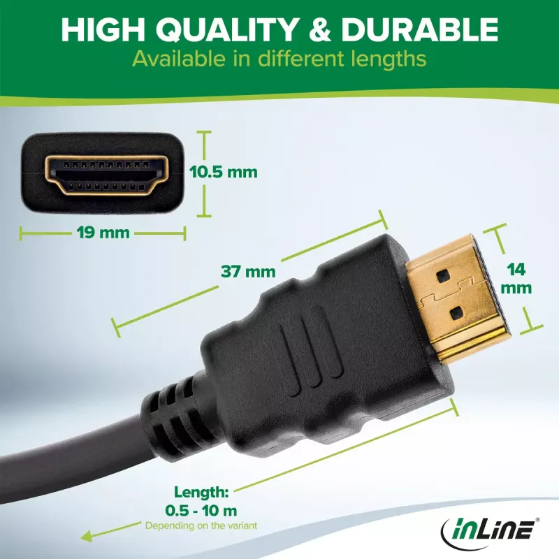 InLine HDMI laidas, HDMI High Speed su Ethernet, kištukas / kištukas, juodas, 3 m