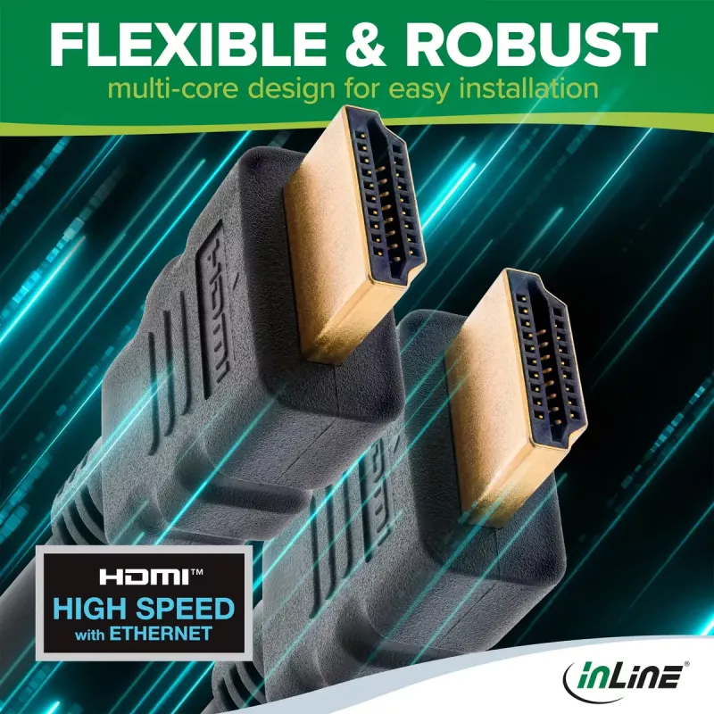 InLine HDMI laidas, HDMI High Speed su Ethernet, kištukas / kištukas, juodas, 3 m