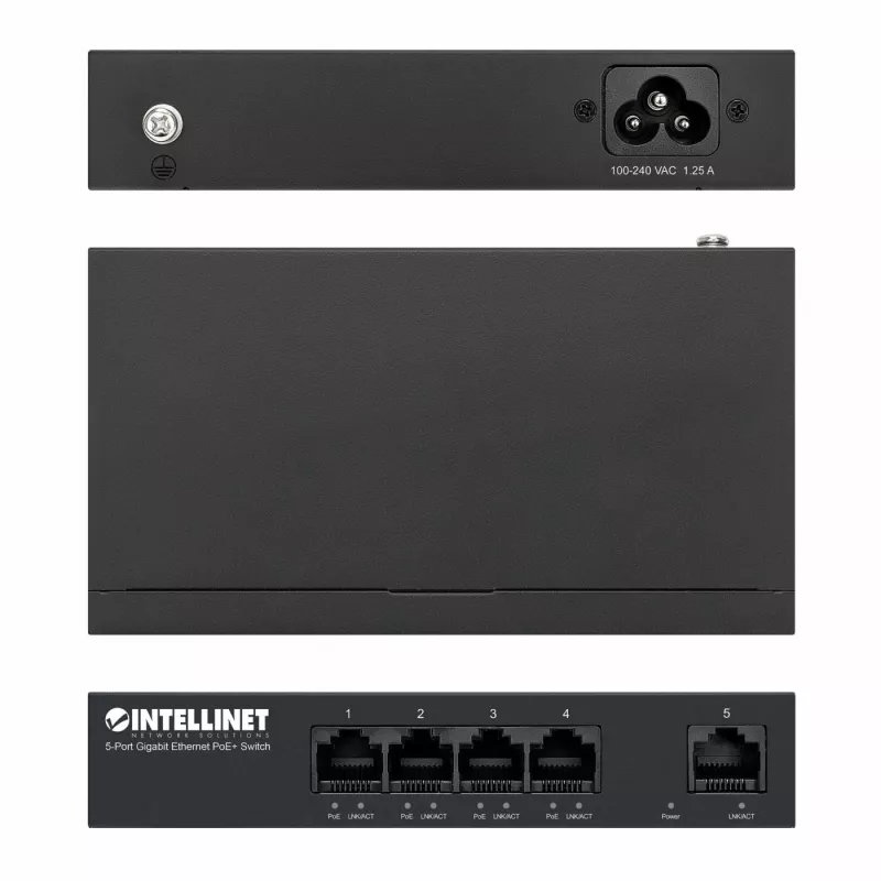 Intellinet 561792 tinklo komutatorius Gigabit Ethernet (10/100/1000) Maitinimas per Ethernet (PoE) Juoda