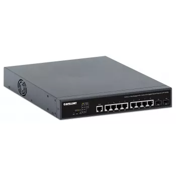 Intellinet 10 prievadų L2+ pilnai valdomas PoE++ jungiklis su 8 Gigabit Ethernet prievadais ir 2 SFP jungtimis