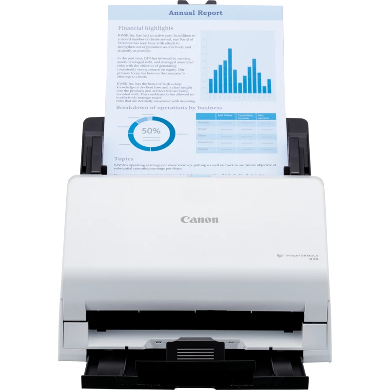 Canon imageFORMULA R30 belaidis stalinis dokumentų skaitytuvas, 216 x 356 mm, 600 x 600 DPI, ADF + lakštų padavimo skaitytuvas, baltas, CIS, RGB LED