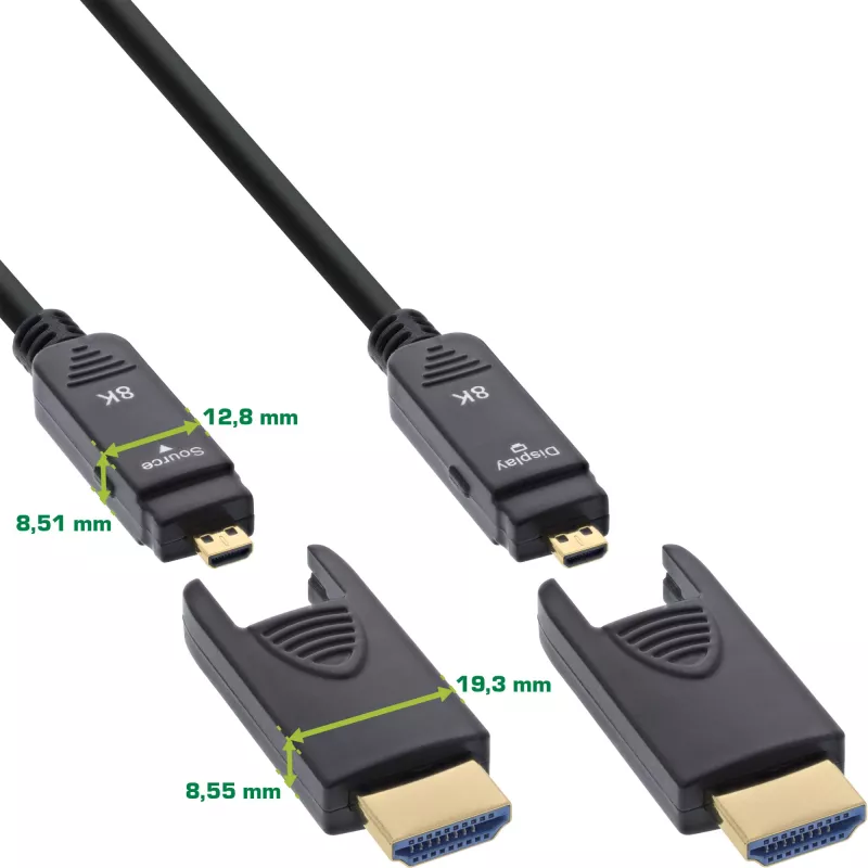 InLine HDMI AOC kabelis, Ultra High Speed HDMI, 8K4K, nuimamas kištukas, 10m