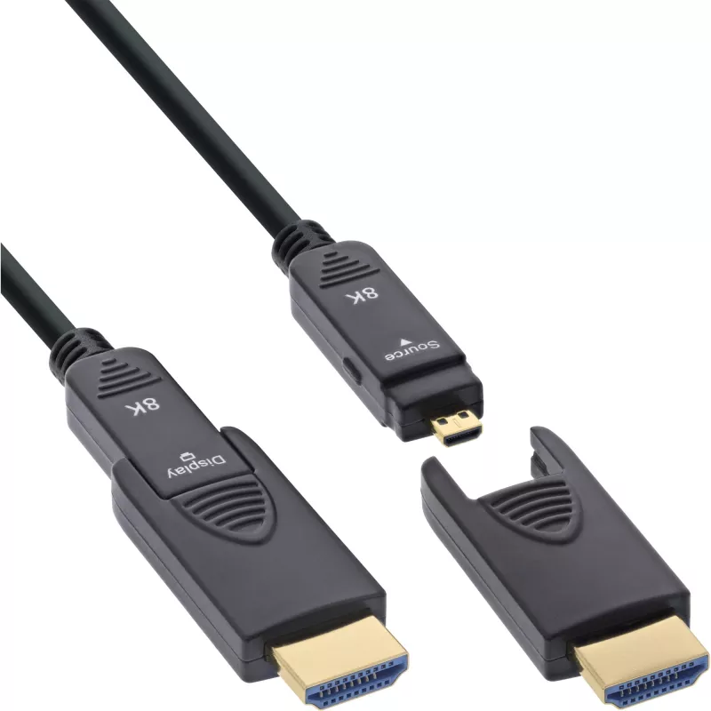 InLine HDMI AOC laidas, itin didelės spartos HDMI, 8K4K, nuimamas kištukas, 25m