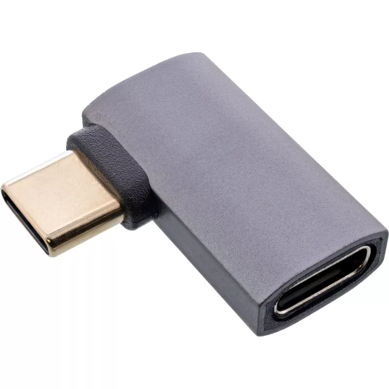 InLine USB4 adapteris, USB-C kištukas/lizdas dešinysis/kairysis kampinis, aliuminis, pilkas