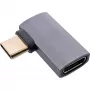 InLine USB4 adapteris, USB-C kištukas/lizdas dešinysis/kairysis kampinis, aliuminis, pilkas