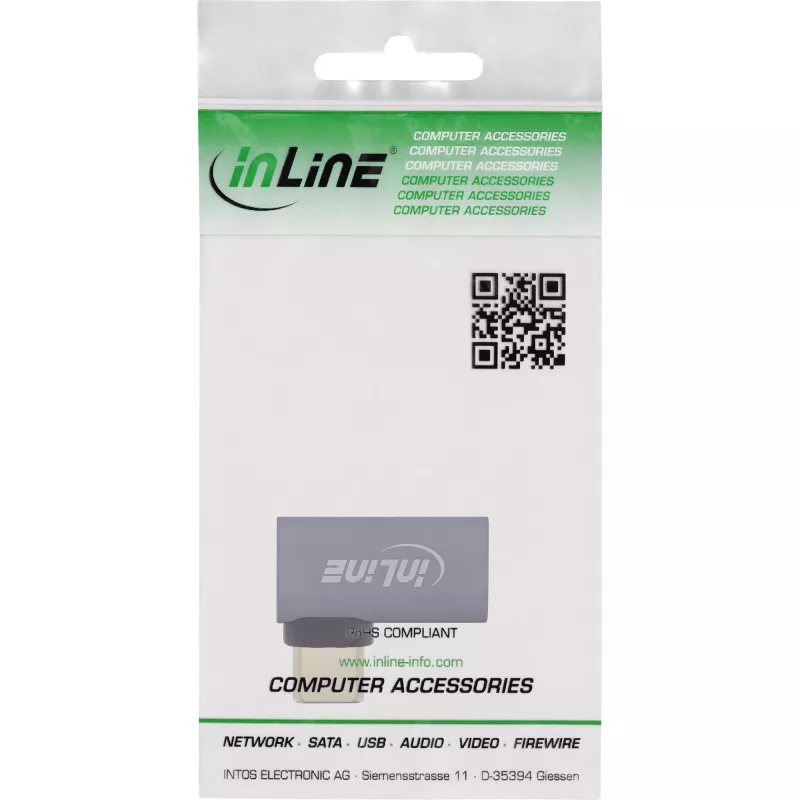 InLine USB4 adapteris, USB-C kištukas/lizdas dešinysis/kairysis kampinis, aliuminis, pilkas