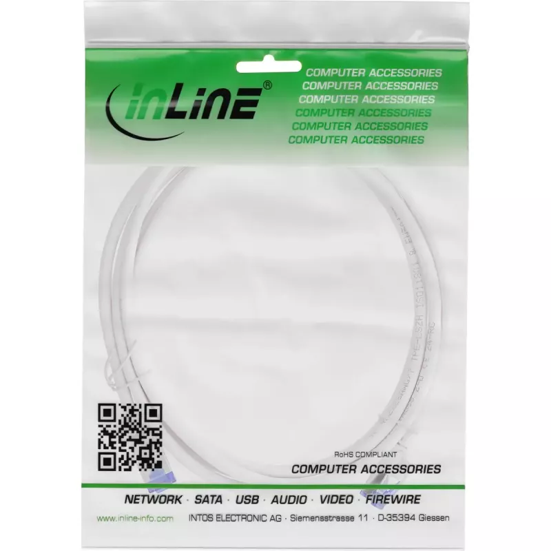 InLine 74955W tinklo kabelis Baltas 0.5 m Cat6a S/FTP (S-STP)