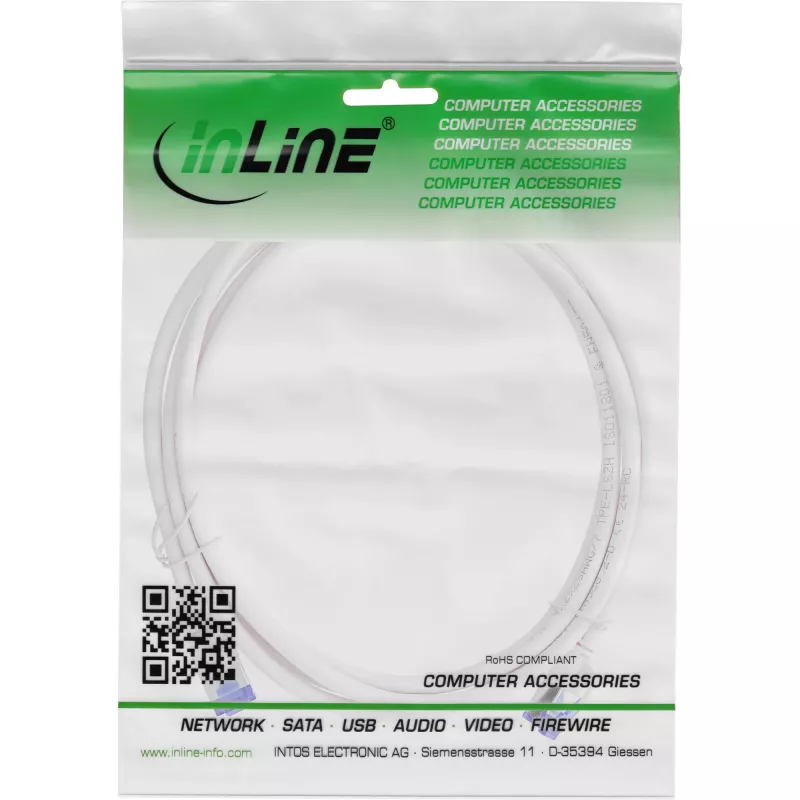 InLine 74905W tinklo kabelis baltas 5 m Cat6a S/FTP (S-STP)