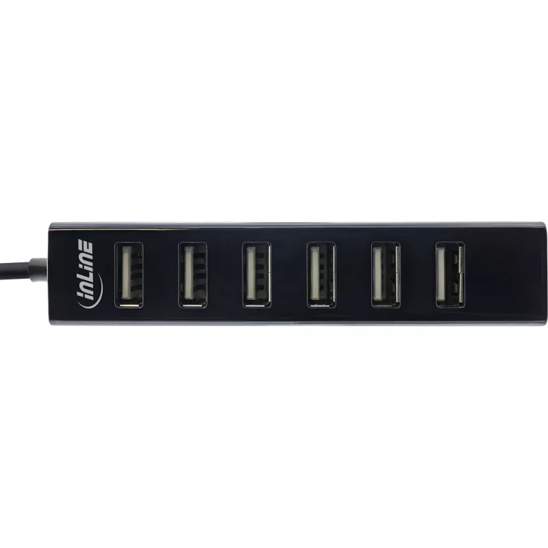InLine USB 2.0 7 prievadų šakotuvas, Type-A kištukas prie 7x Type-A lizdų, juodas
