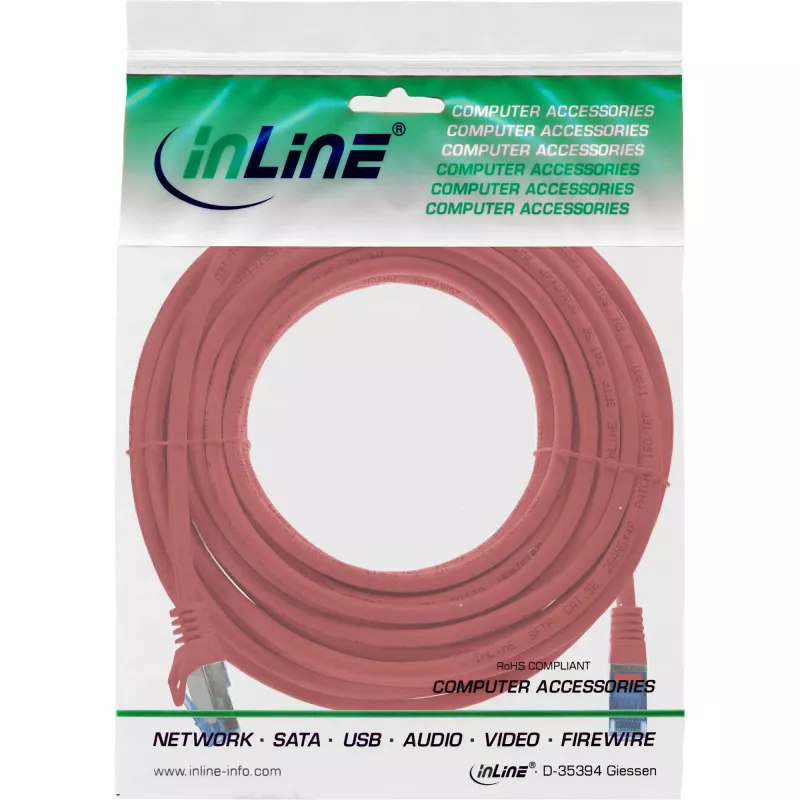InLine 72600R tinklo kabelis raudonas 10 m Cat6a S/FTP (S-STP)