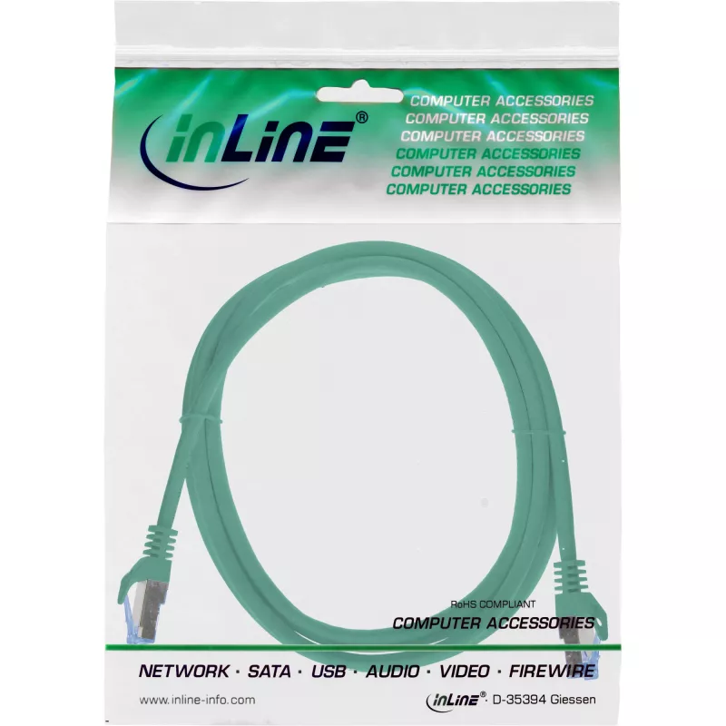InLine 72602G tinklo kabelis Žalias 2 m Cat6a S/FTP (S-STP)