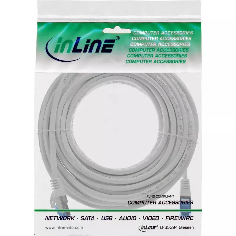 InLine 72600 tinklo kabelis Pilka 10 m Cat6a S/FTP (S-STP)