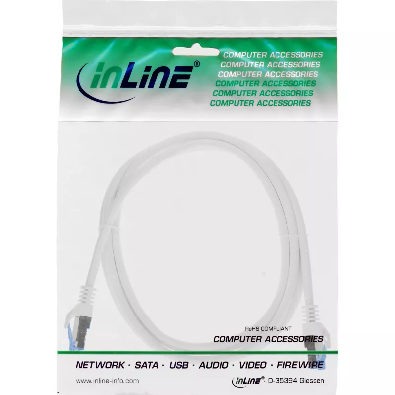 InLine 72633W tinklo kabelis baltas 0,3 m Cat6a S/FTP (S-STP)