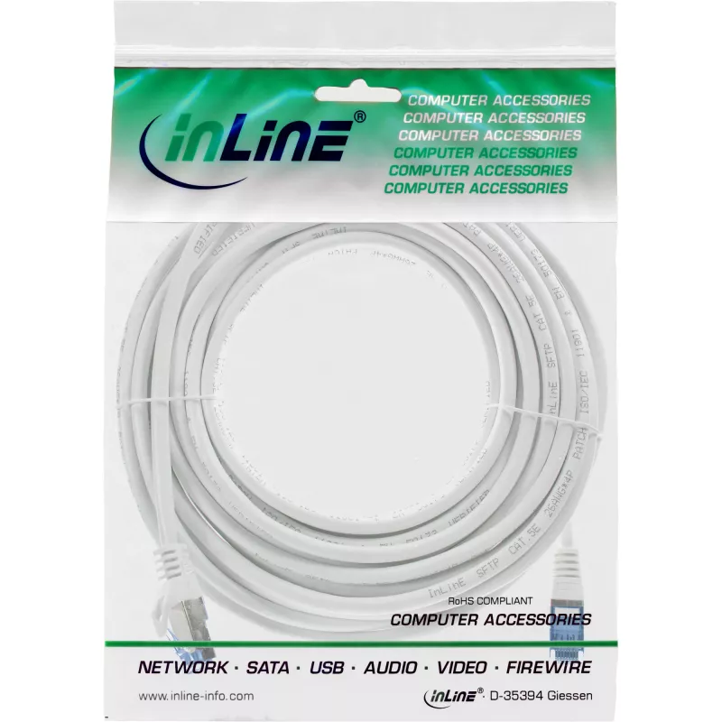InLine 72607W tinklo kabelis baltas 7,5 m Cat6a S/FTP (S-STP)