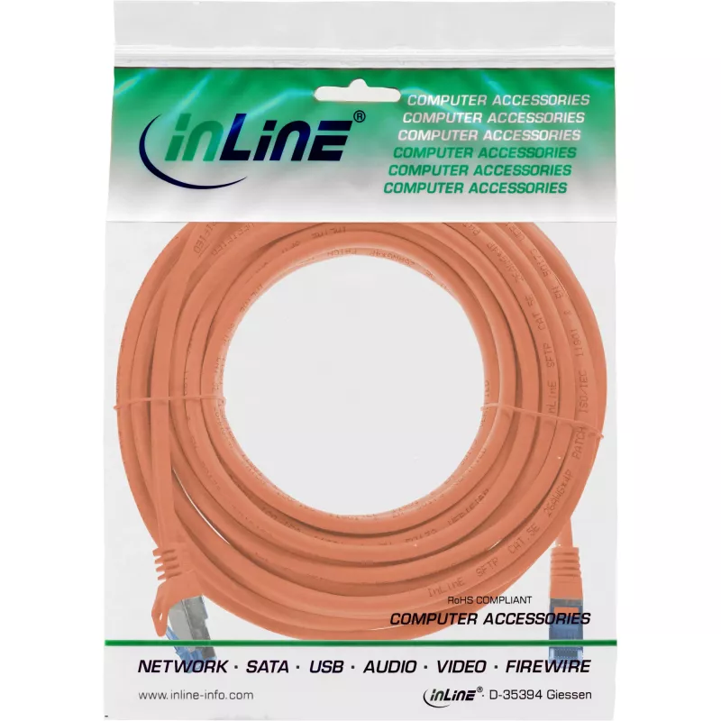InLine 72607O tinklo kabelis oranžinis 7,5 m Cat6a S/FTP (S-STP)