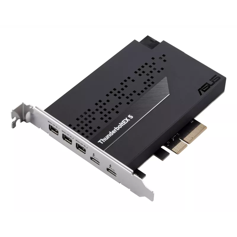 Sąsajos plokštė ASUS ThunderboltEX 5 — PCIe 4.0, Intel JHL9580, Mini DisplayPort, USB 2.0, 120 Gbit/s