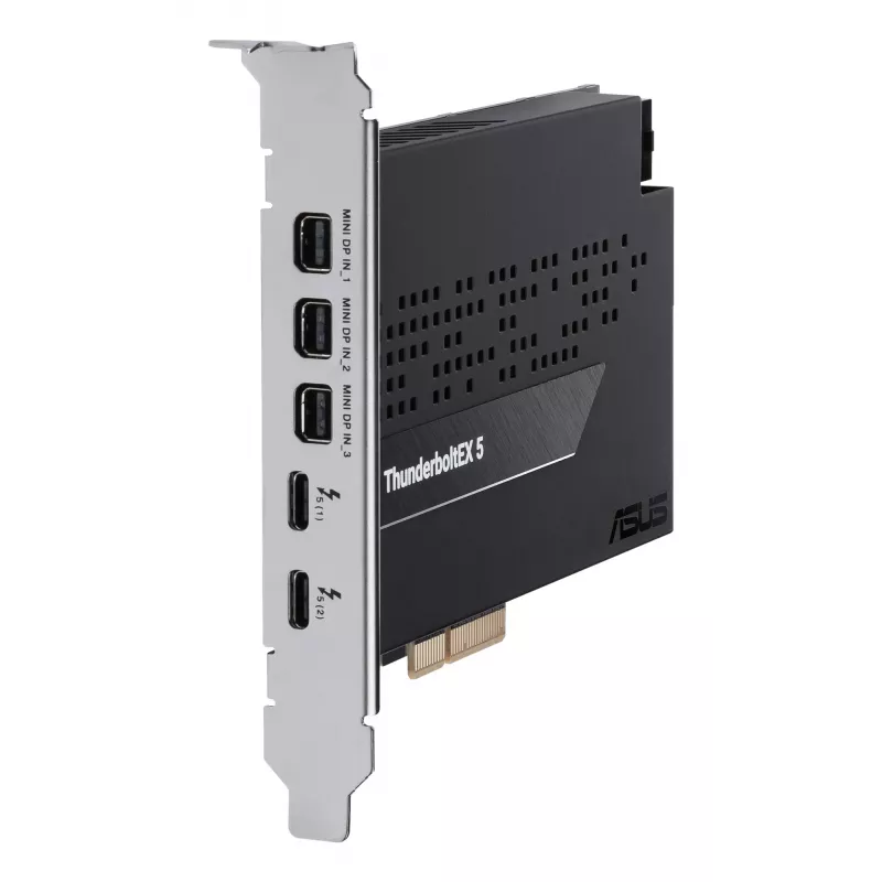 Sąsajos plokštė ASUS ThunderboltEX 5 — PCIe 4.0, Intel JHL9580, Mini DisplayPort, USB 2.0, 120 Gbit/s