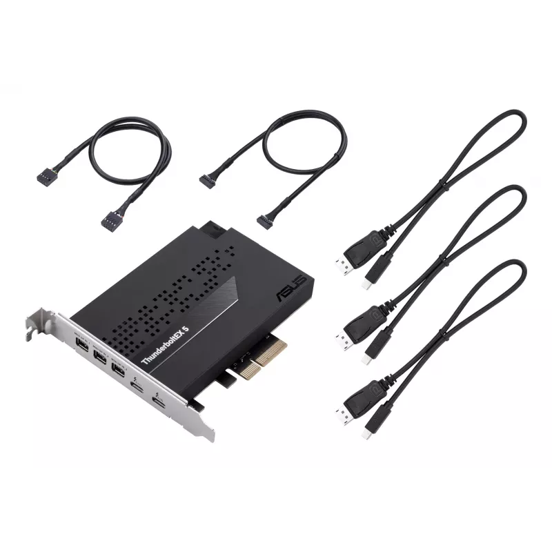 Sąsajos plokštė ASUS ThunderboltEX 5 — PCIe 4.0, Intel JHL9580, Mini DisplayPort, USB 2.0, 120 Gbit/s