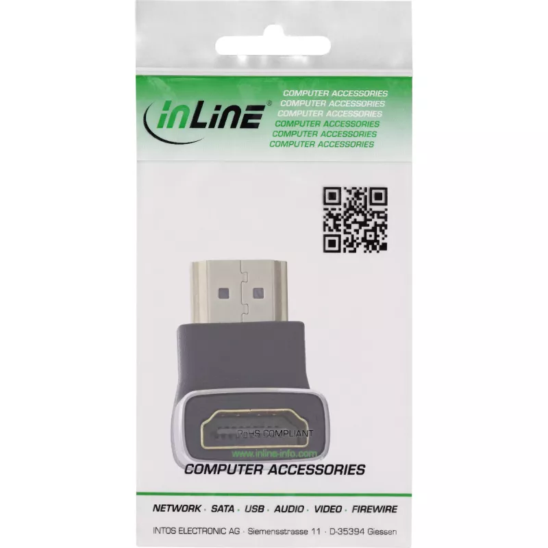 HDMI jungčių adapteris InLine 17991F HDMI A juoda pilka auksu dengti kontaktai
