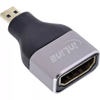 InLine 17991B HDMI A į Micro HDMI D laido jungčių adapteris juodai pilkas
