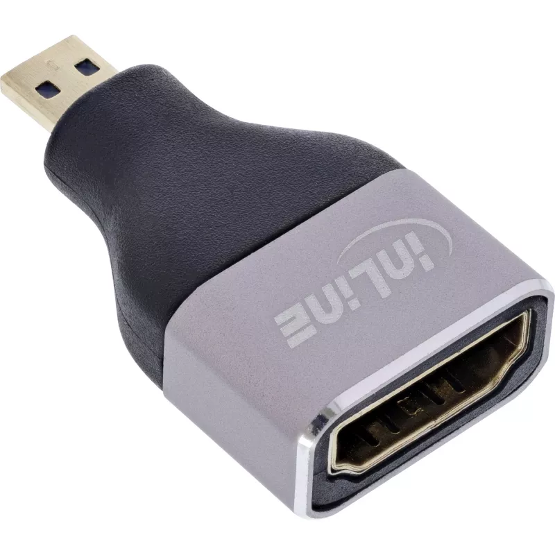 InLine 17991B HDMI A į Micro HDMI D laido jungčių adapteris juodai pilkas