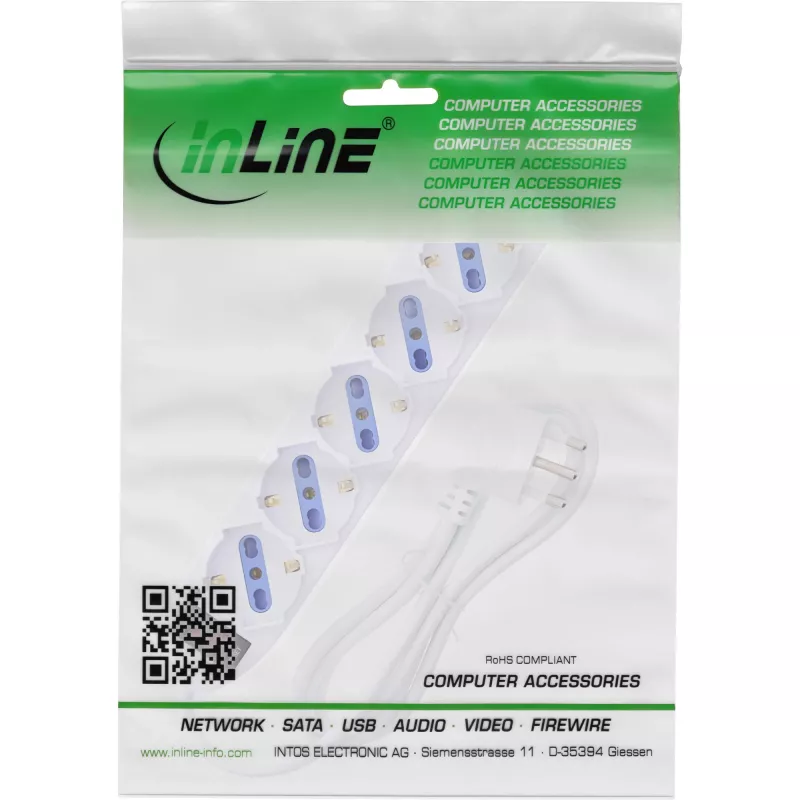 InLine 16461Z maitinimo ilgintuvas 1,5 m 6 kintamosios srovės lizdai (-ų) Vidinis Balta