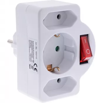 Maitinimo kištuko adapteris F tipo InLine 16471C 2x C tipo + F tipo baltas