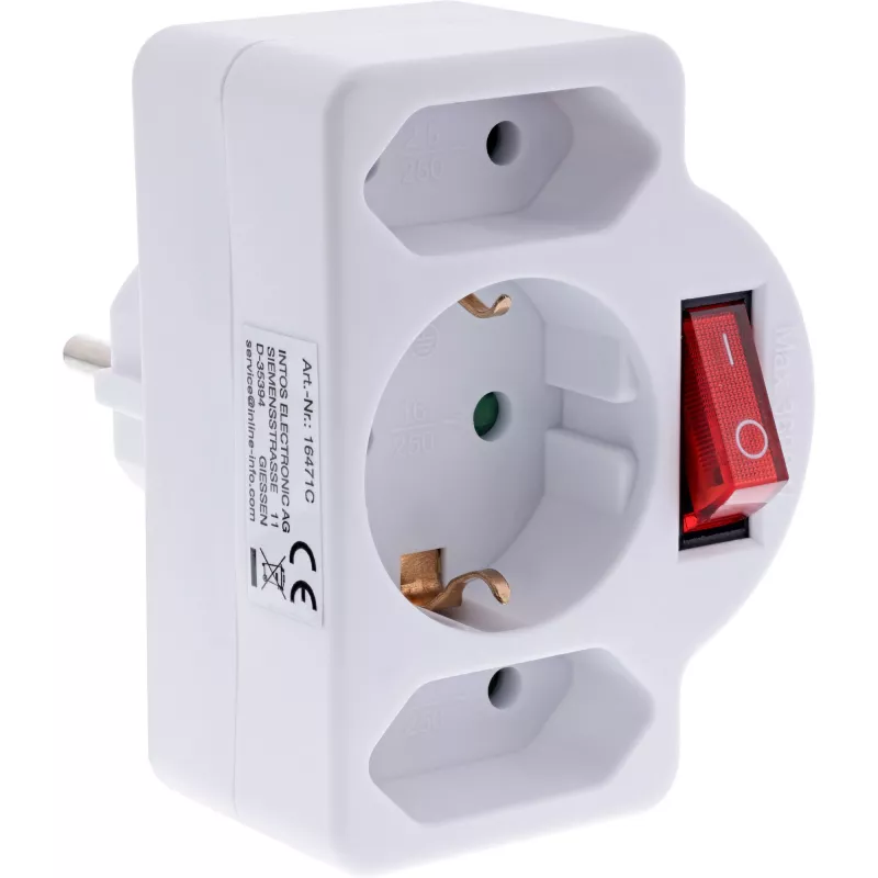 Maitinimo kištuko adapteris F tipo InLine 16471C 2x C tipo + F tipo baltas