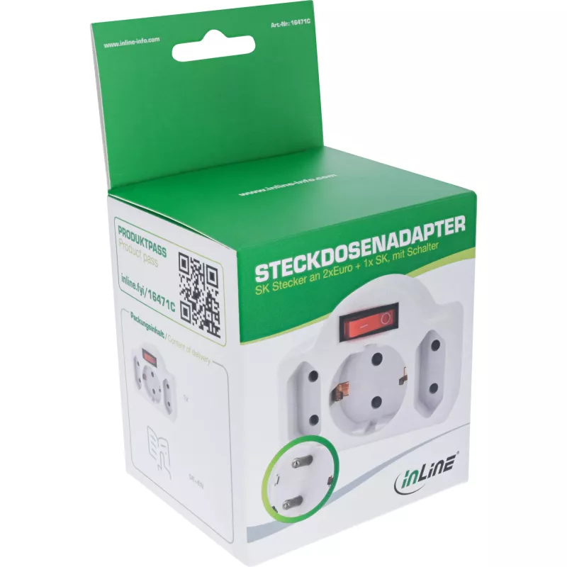 Maitinimo kištuko adapteris F tipo InLine 16471C 2x C tipo + F tipo baltas
