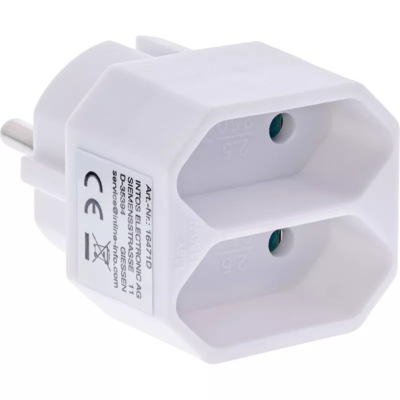 Maitinimo kištuko adapteris Type F Type C Europlug baltas InLine 16471D