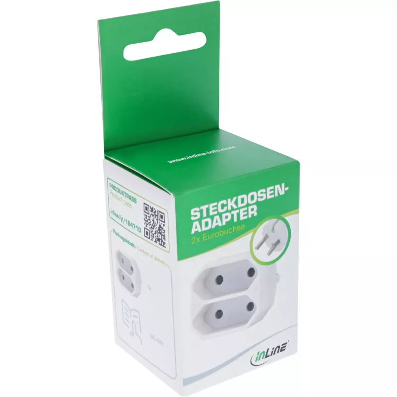 Maitinimo kištuko adapteris Type F Type C Europlug baltas InLine 16471D