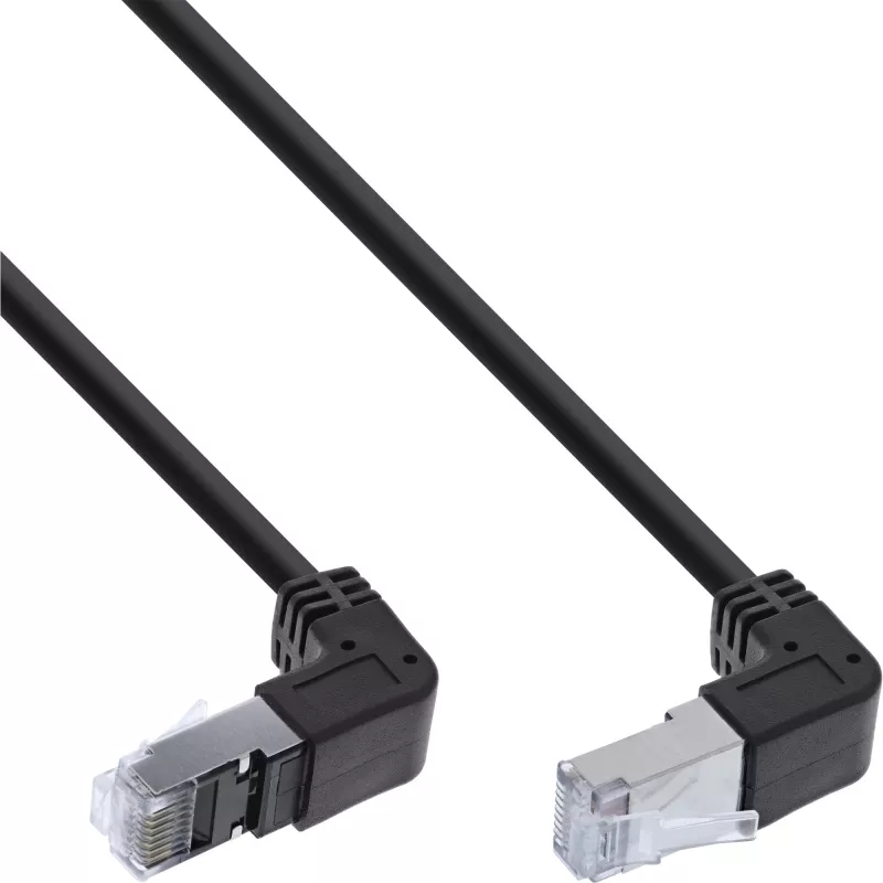 InLine komutacinis kabelis viršuje/apačioje kampuotas, S/FTP (PiMf), Cat.6, 250 MHz, PVC varis