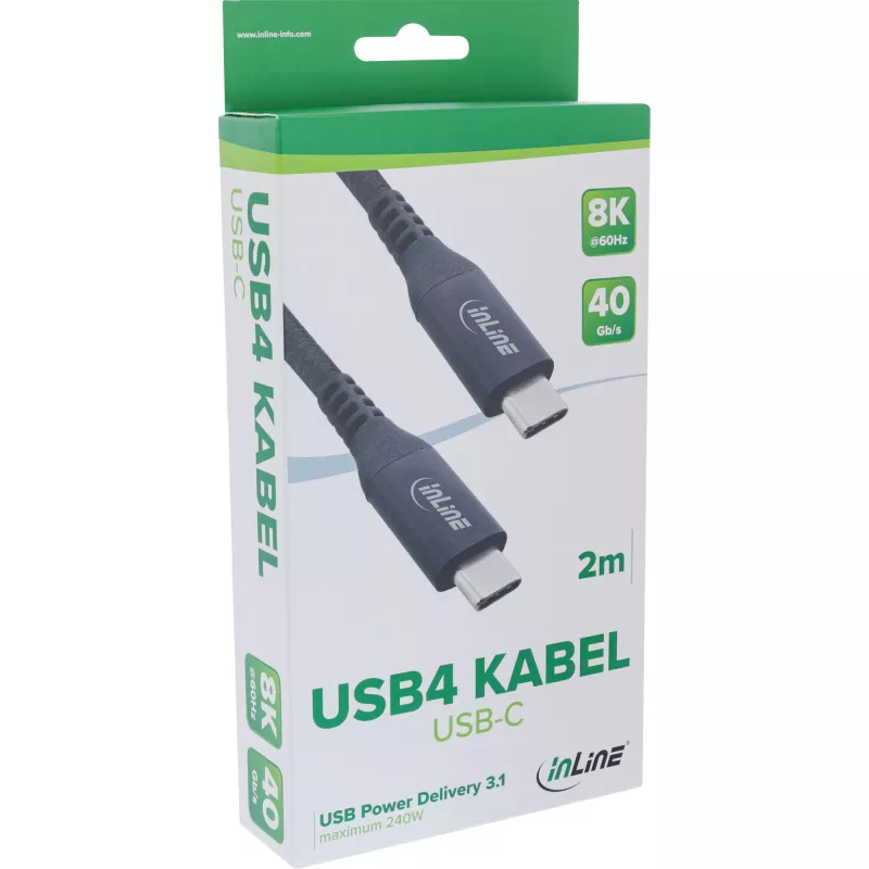 InLine 35902A USB laidas USB4 Gen 3x2 2 m USB C juodas